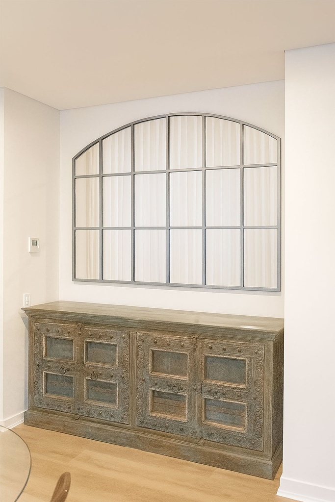Landscape Arch Grid Arch Metal Frame Mirror - Hardware Inspired Finishes — view 2