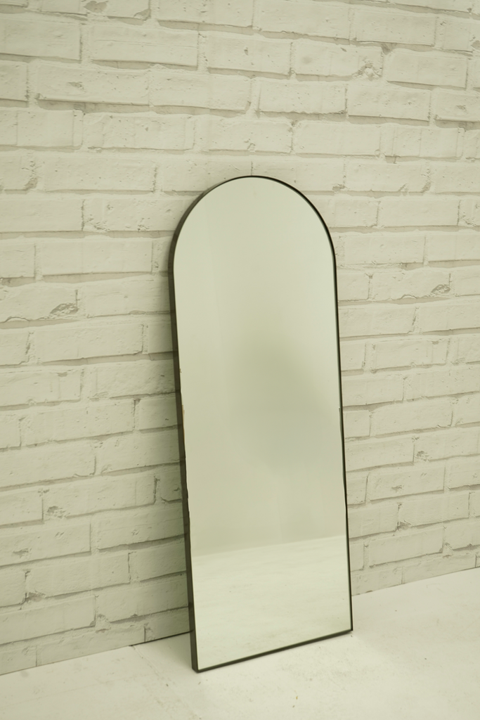Dark Grey Metal Framed Arch Mirror — view 2