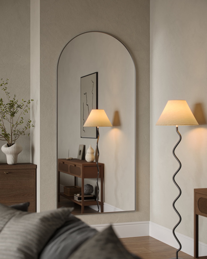 Liverpool Gun Metal Grey Metal Arch Mirror - 1000mm x 2200mm — view 2