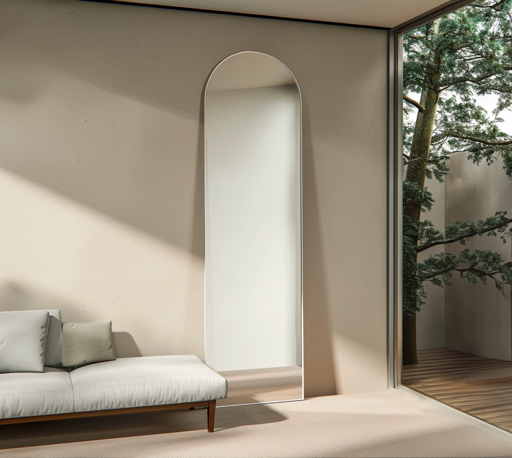 Pisa White Metal Arch Mirror - 550x1600mm — view 2