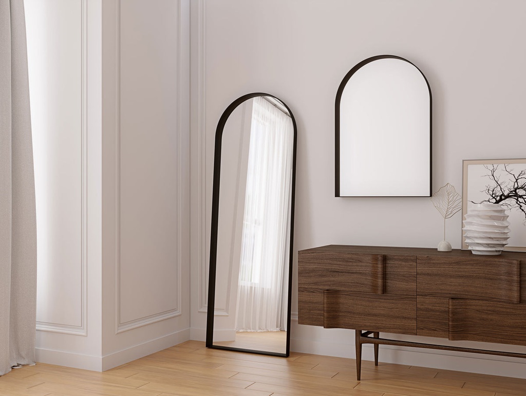 Pisa Black Metal Arch Mirror - 550x1600mm — view 2