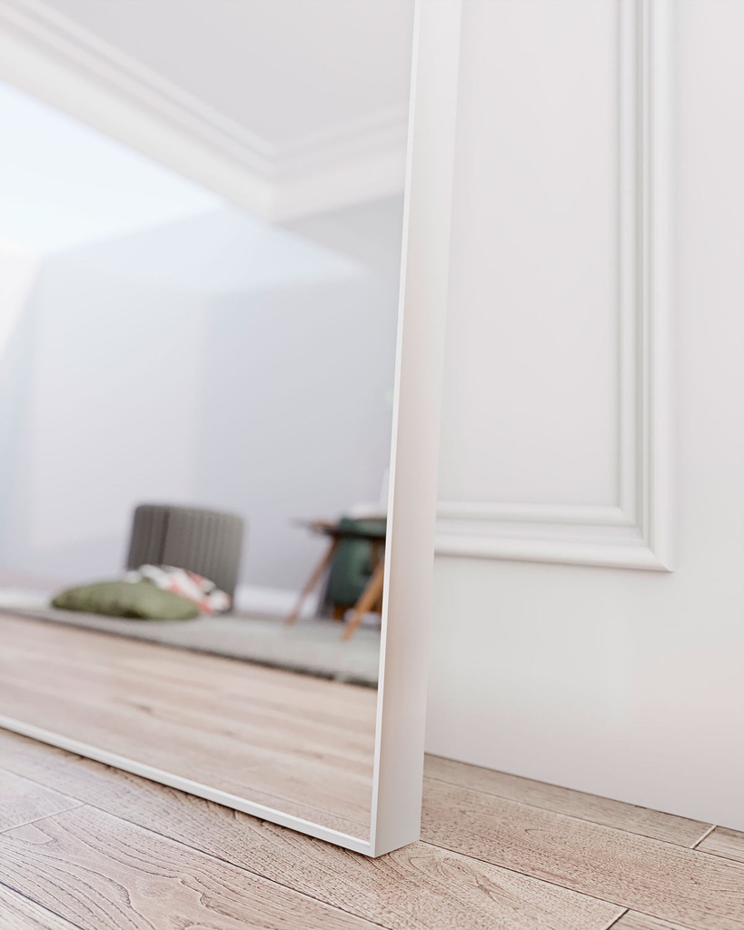 White Slim-Edge Framed Mirror (55mm deep Frame Squared Edge) — view 2