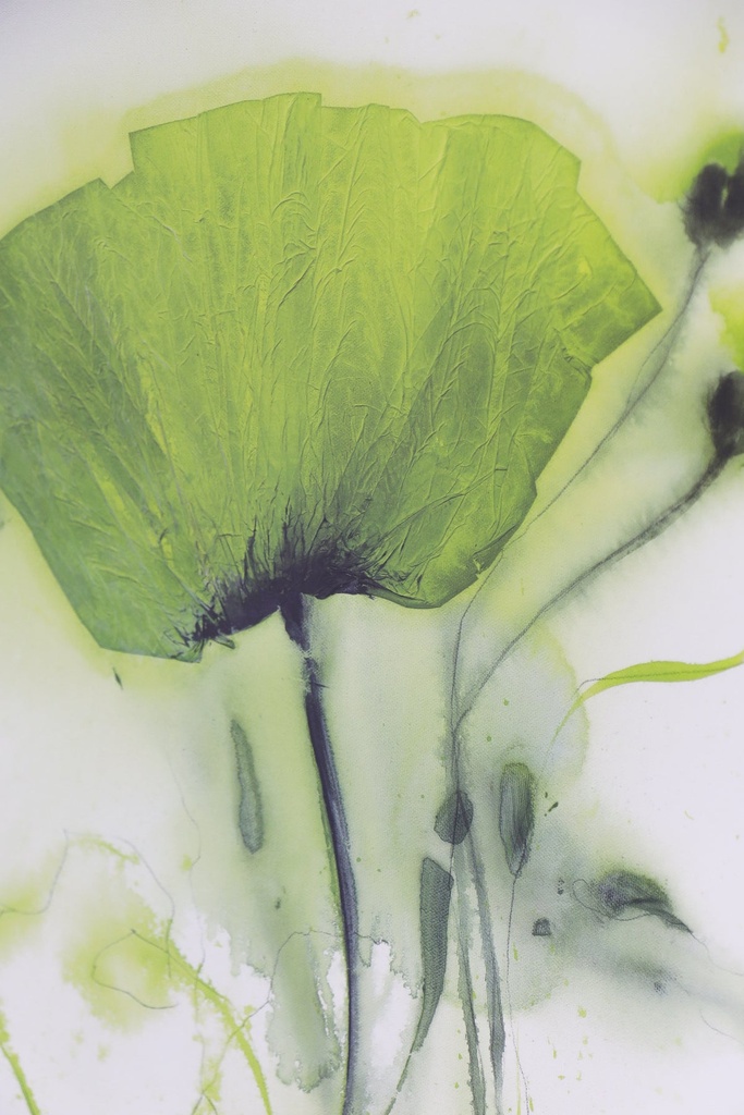 Green florals in timber frame — view 2