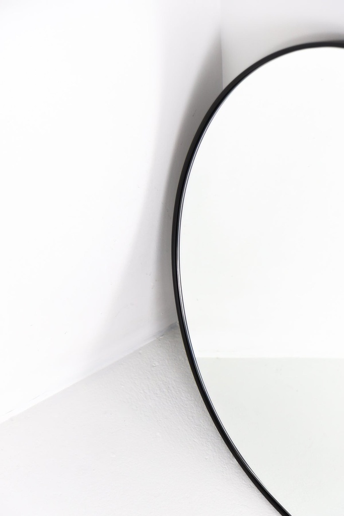 Curved rectangular black frame mirror — view 3