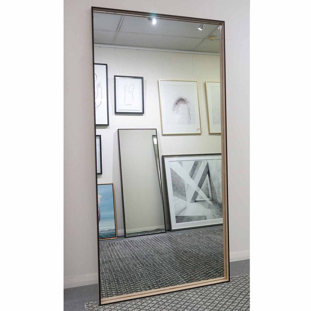 Black (edge) and Timber Box Frame Mirror